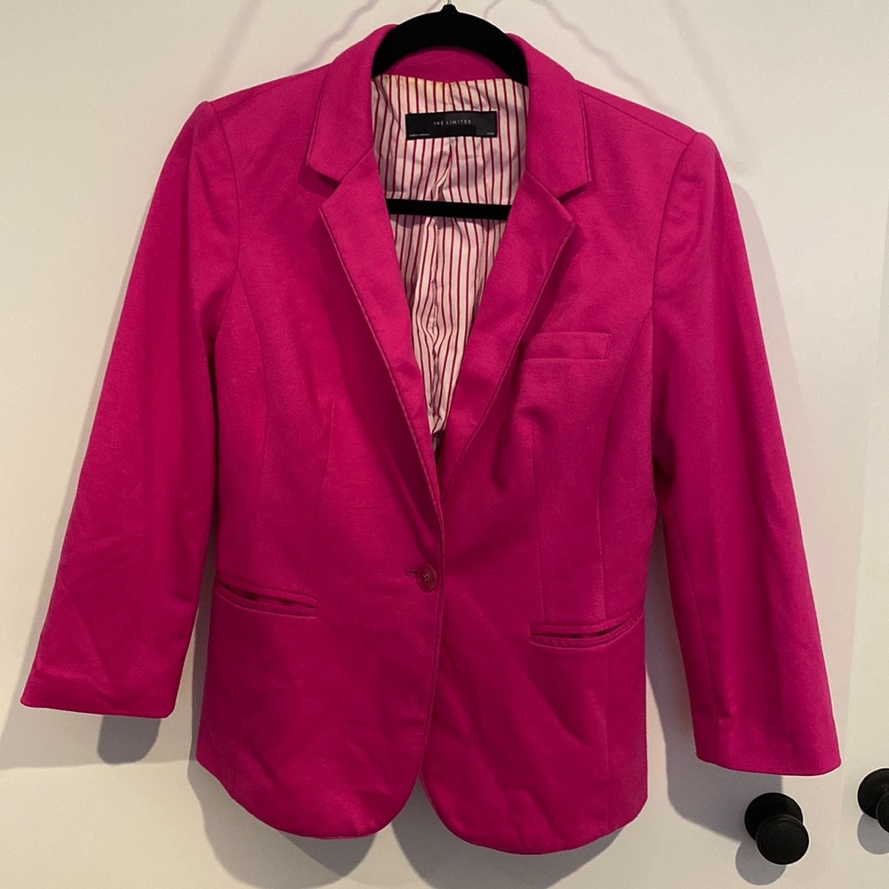 Pink Jersey blazer with 3/4 sleeves